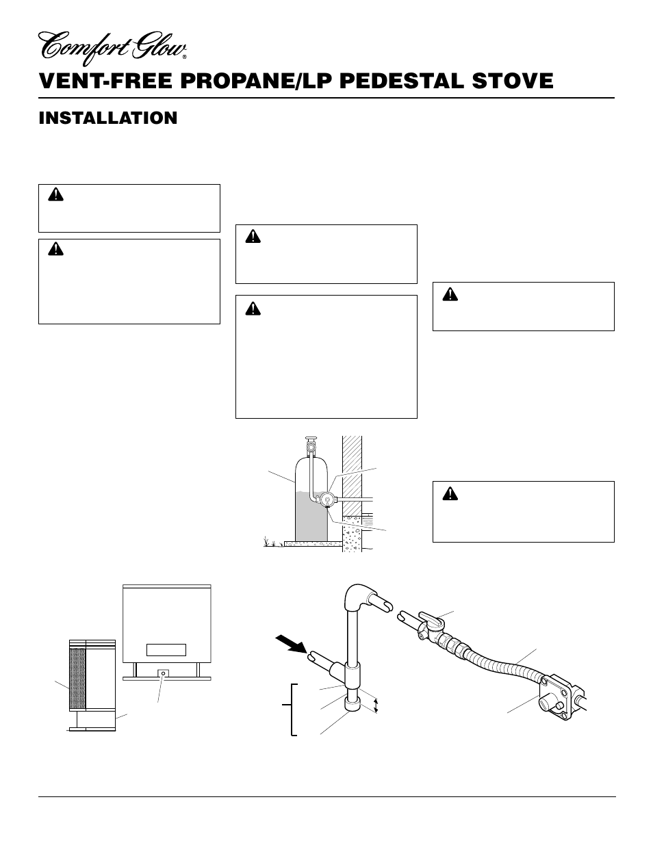 Vent-free propane/lp pedestal stove, Installation, Continued | Desa Tech S26PT User Manual | Page 8 / 24