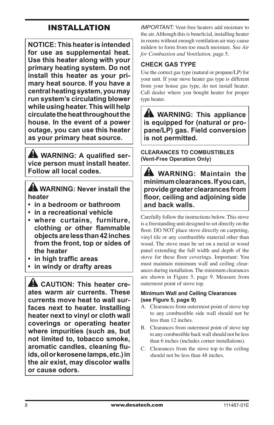 Installation | Desa Tech CSPINT User Manual | Page 8 / 24