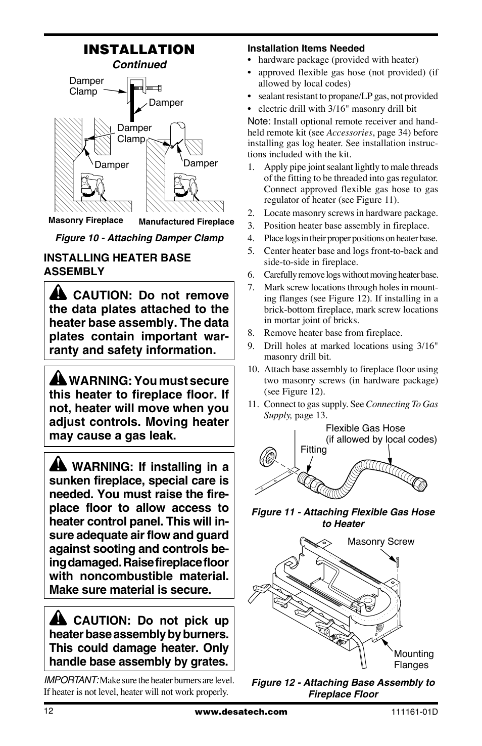 Installation | Desa Tech CCL3018NR User Manual | Page 12 / 36