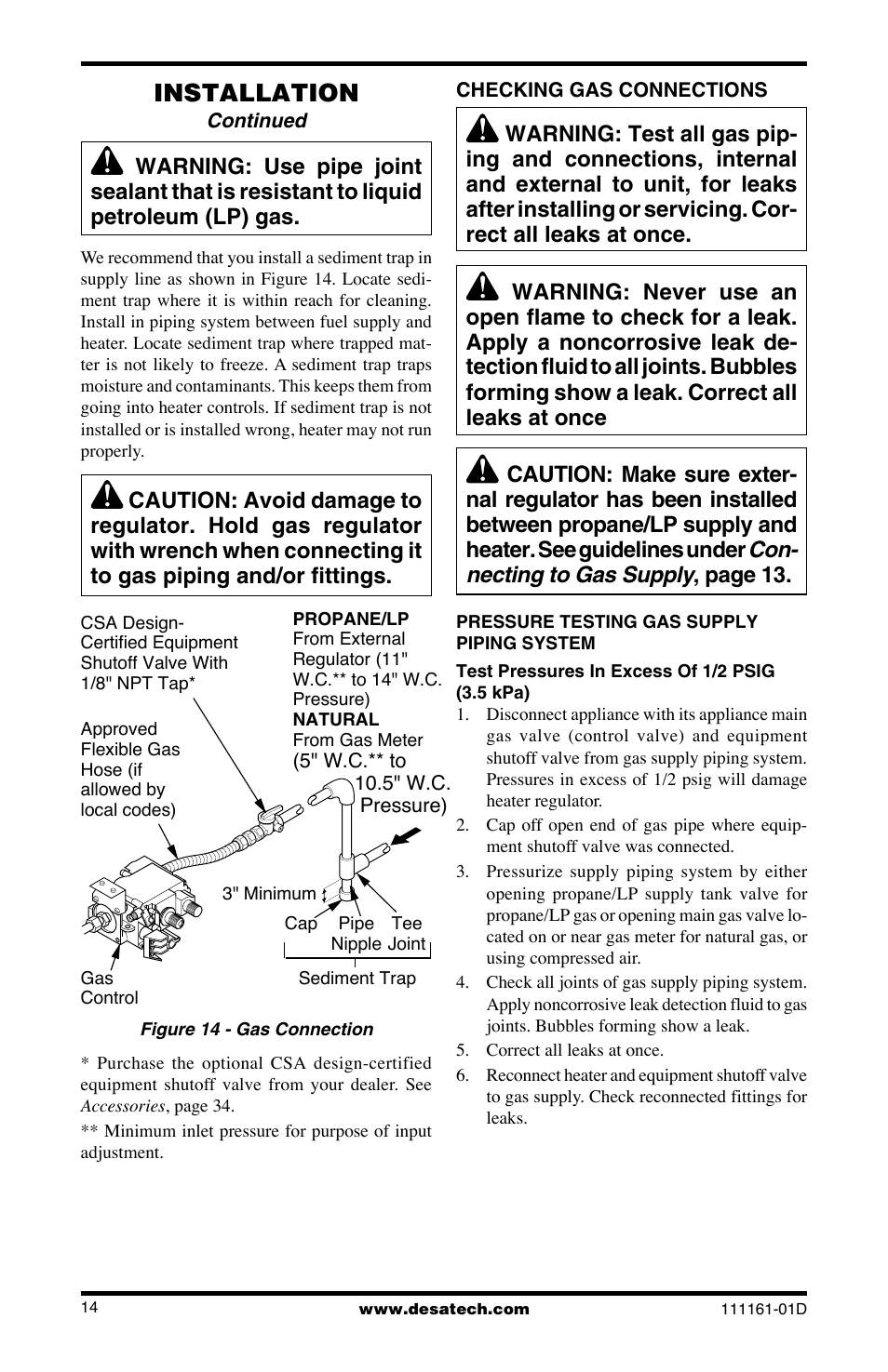 Installation | Desa Tech CCL3018NR User Manual | Page 14 / 36