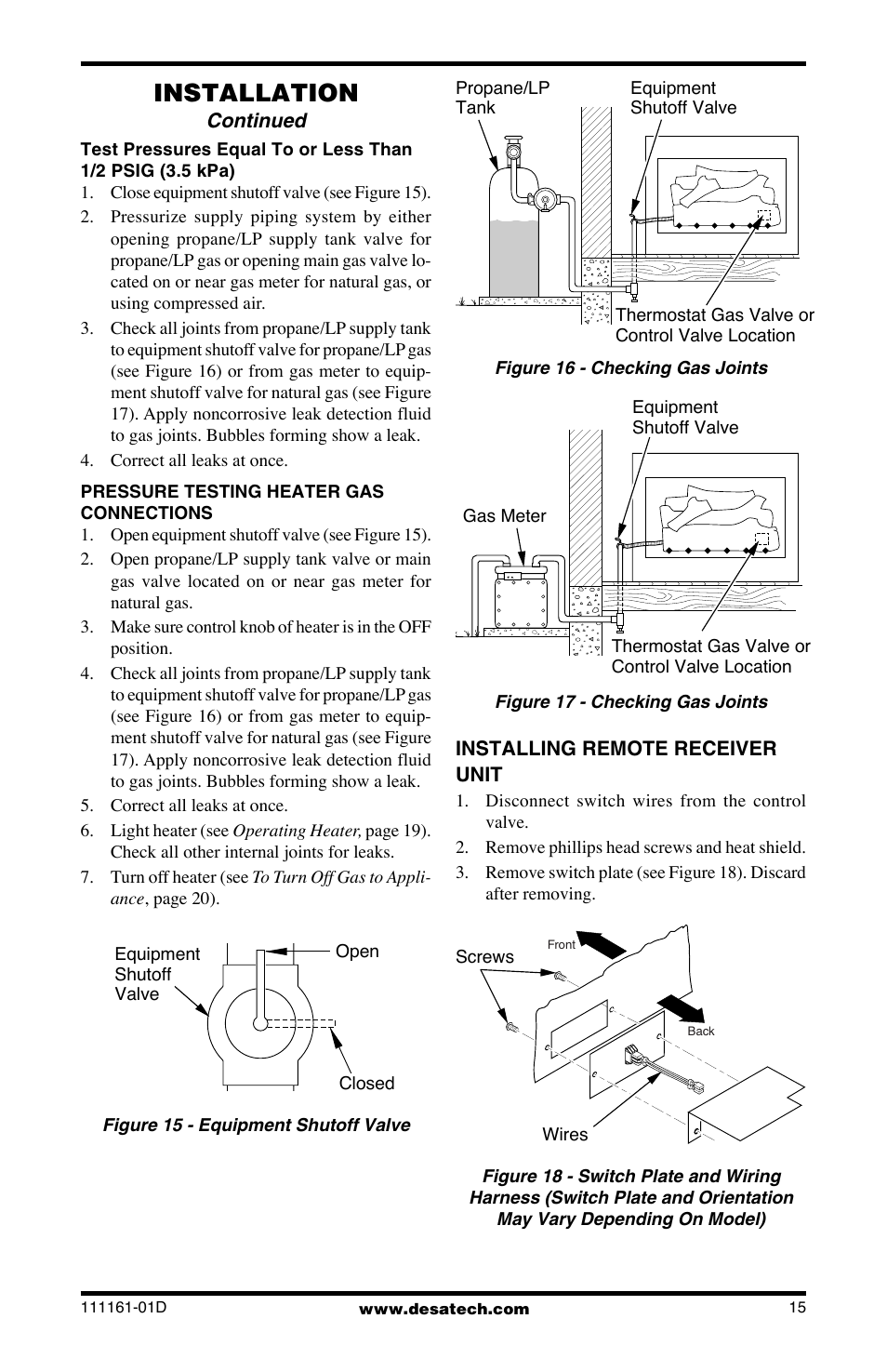 Installation, Continued | Desa Tech CCL3018NR User Manual | Page 15 / 36