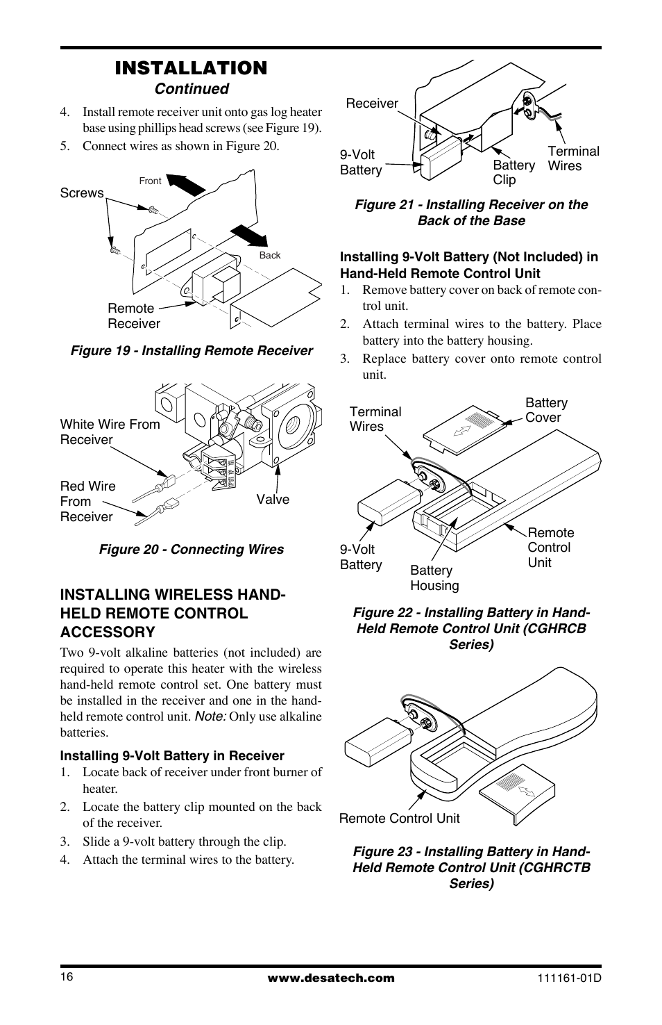 Installation | Desa Tech CCL3018NR User Manual | Page 16 / 36