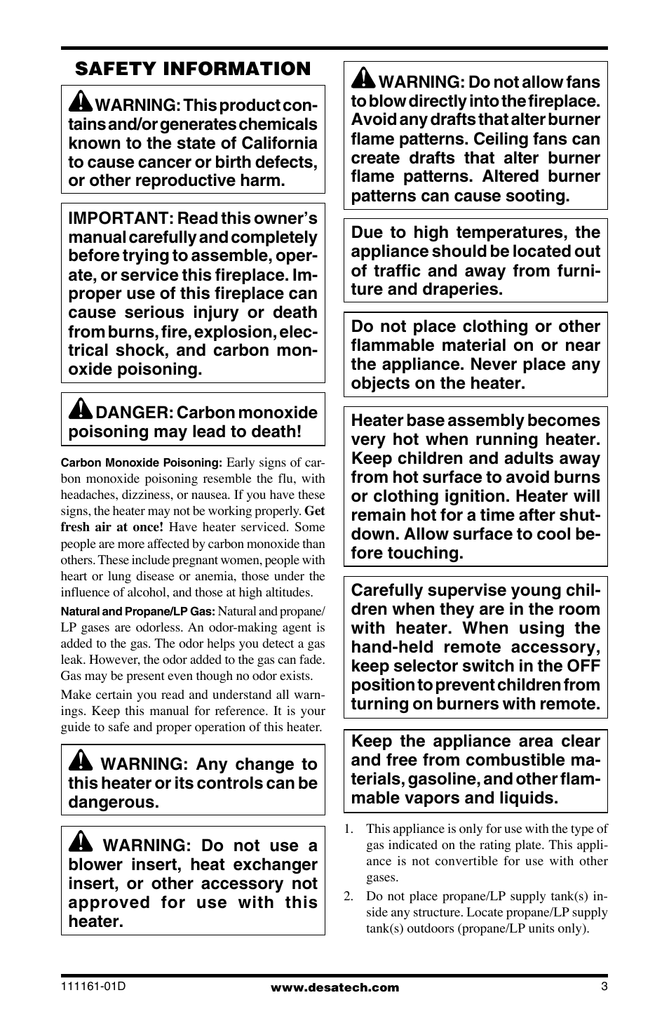 Safety information | Desa Tech CCL3018NR User Manual | Page 3 / 36