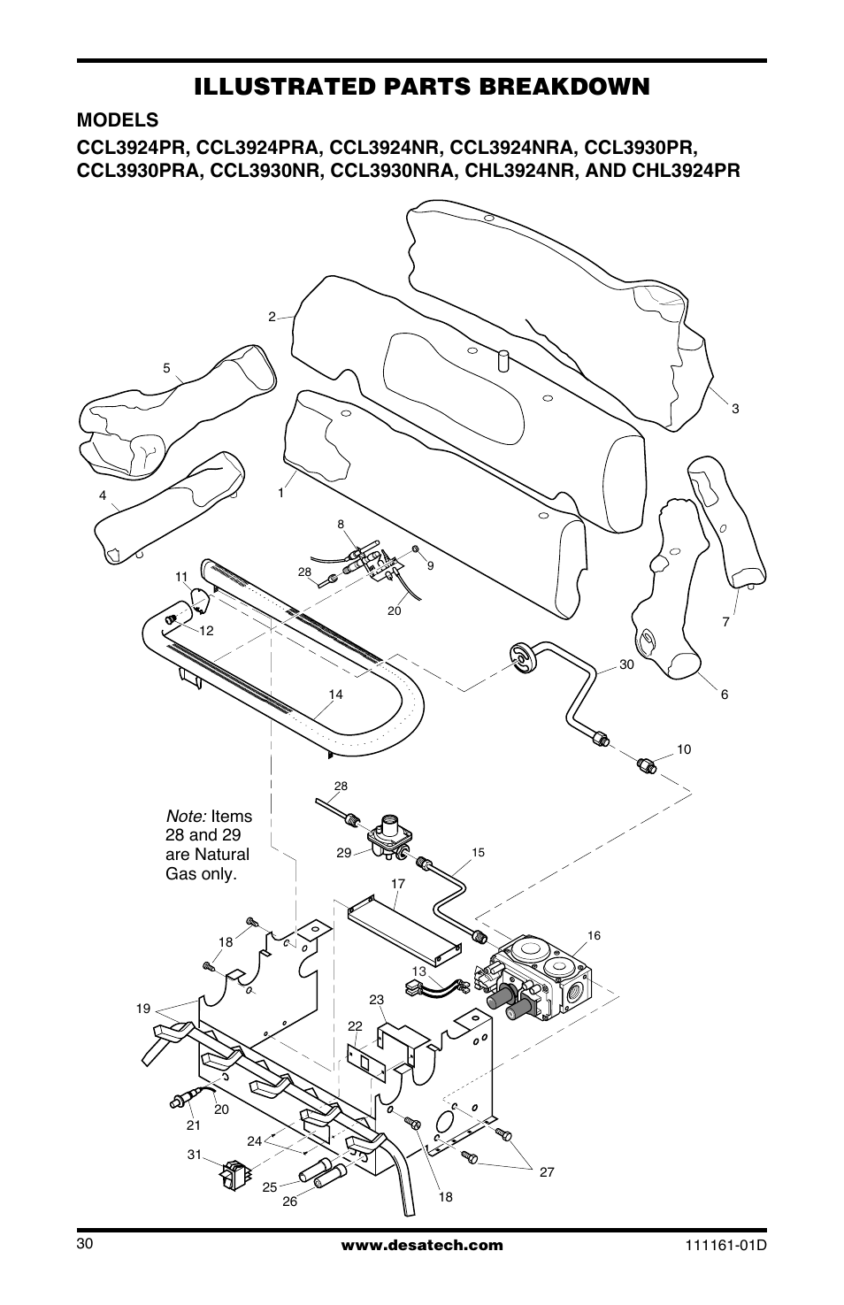 Illustrated parts breakdown | Desa Tech CCL3018NR User Manual | Page 30 / 36