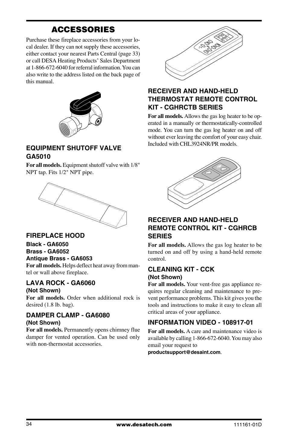 Accessories | Desa Tech CCL3018NR User Manual | Page 34 / 36