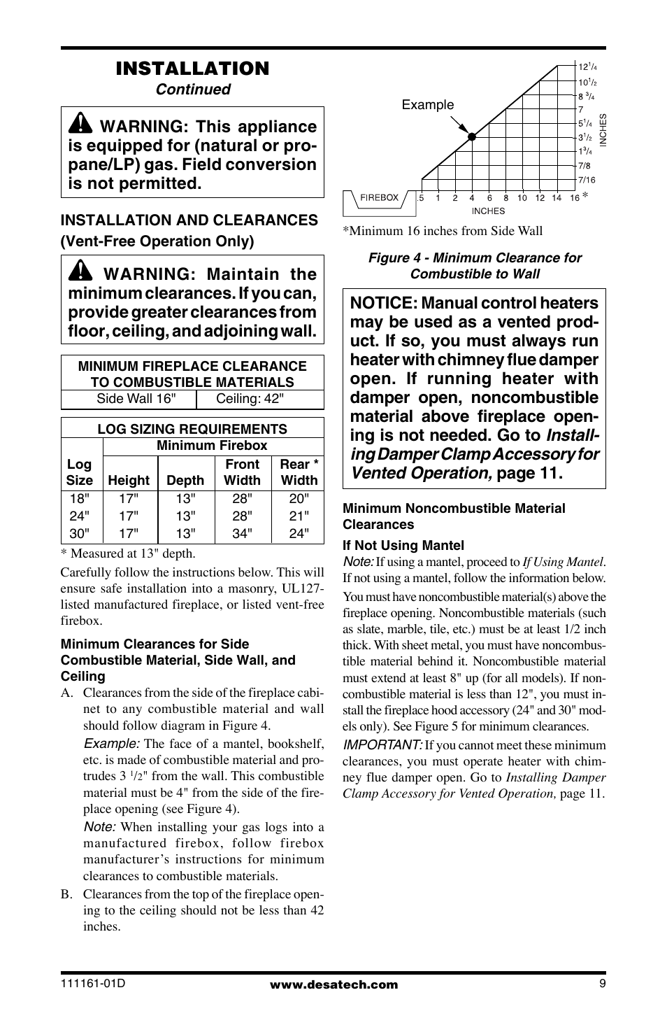 Installation | Desa Tech CCL3018NR User Manual | Page 9 / 36