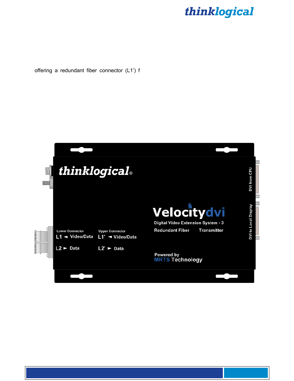 Appendix d: automatic fail-over option, Velocity 3 tx with automatic fail-over | Thinklogical X4 and Touchpanels User Manual | Page 50 / 52