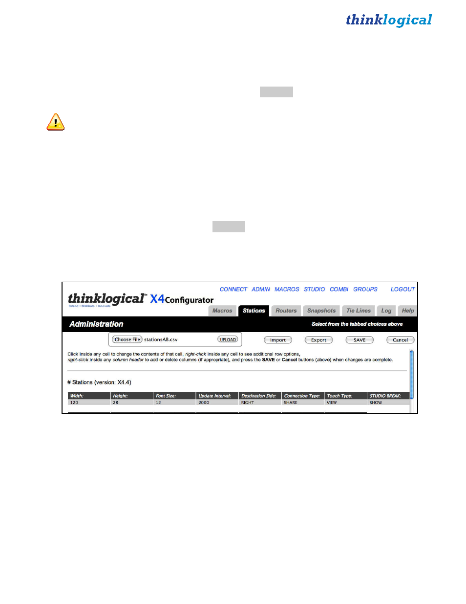 Import/export station configurations | Thinklogical X4 Configurator Manual User Manual | Page 18 / 70