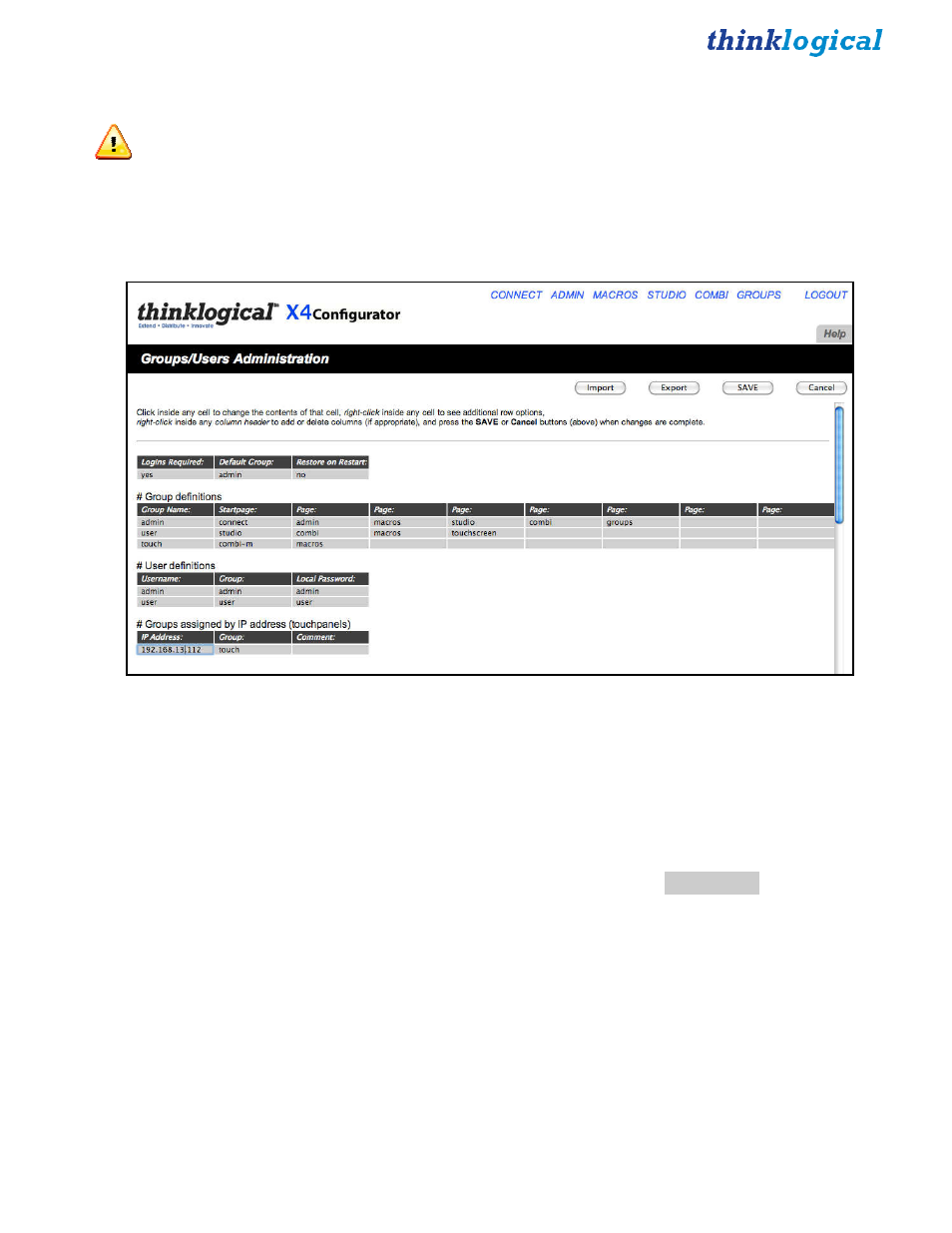 Groups page | Thinklogical X4 Configurator Manual User Manual | Page 59 / 70