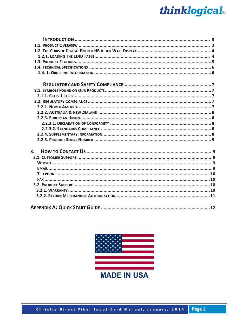 Thinklogical Direct Fiber Input Card for Christie Entero Video Wall User Manual | Page 3 / 13