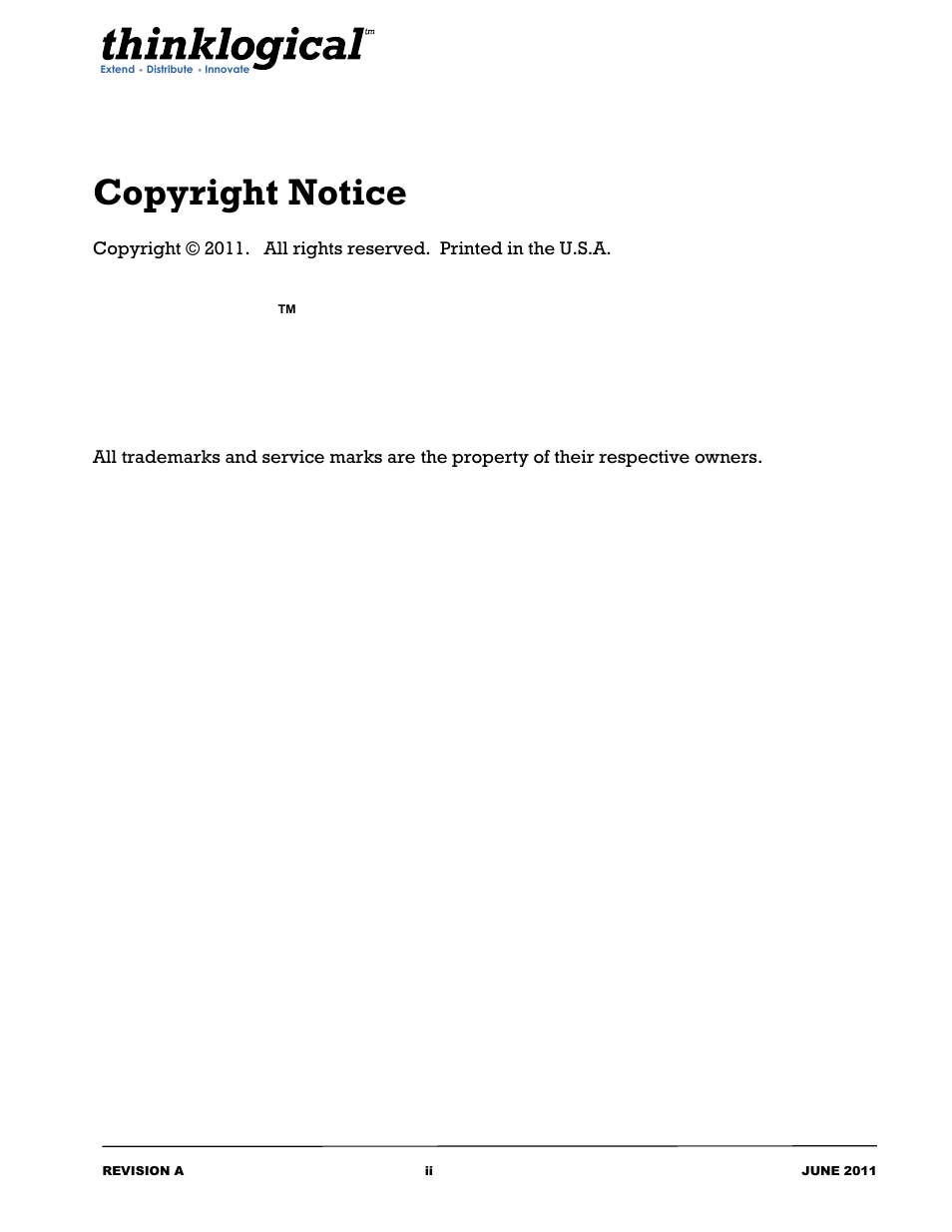 Copyright notice | Thinklogical Peripheral Extender Manual User Manual | Page 2 / 18