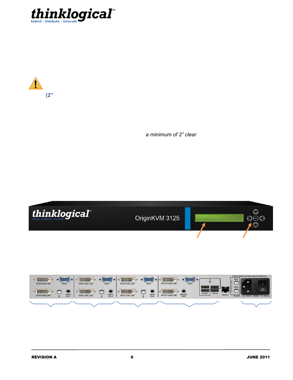 Product overview, Desktop device, Convection cooled | Connecting the originkvm 3125, Front panel view, Rear panel view, 1 front panel view, 2 rear panel view | Thinklogical Peripheral Extender Manual User Manual | Page 8 / 18