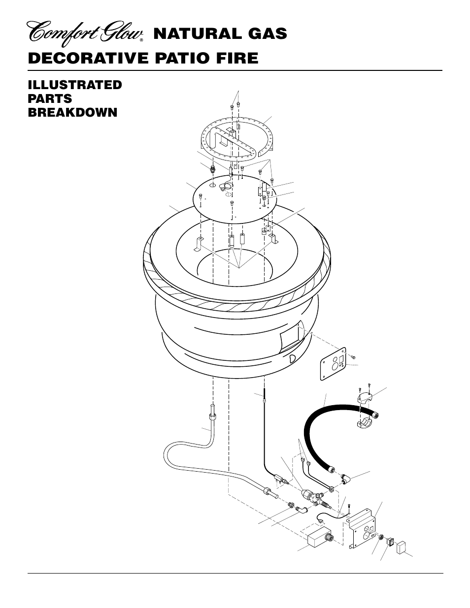 Decorative patio fire natural gas, Illustrated parts breakdown | Desa Tech PC3460NG User Manual | Page 12 / 14