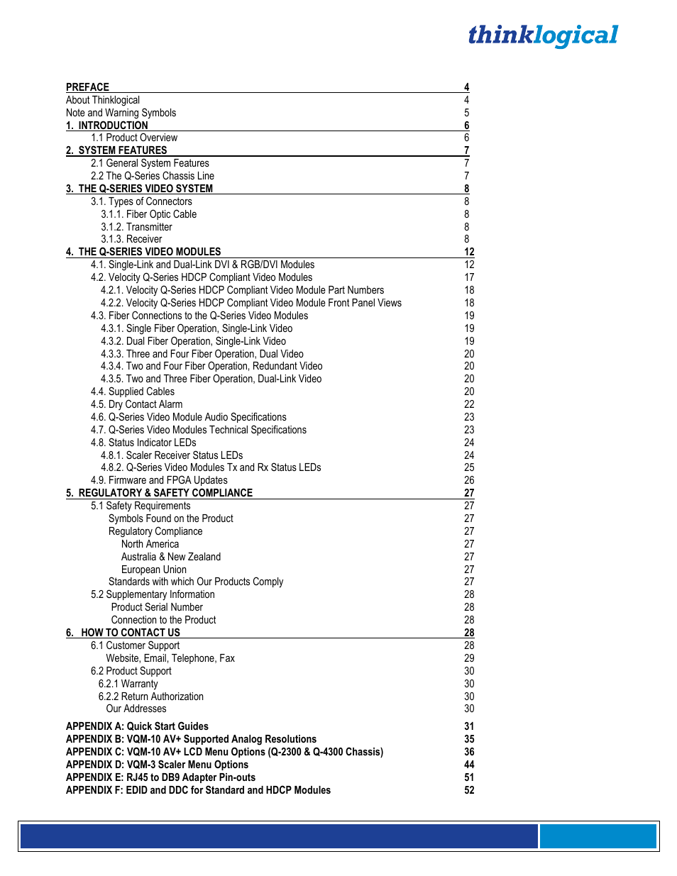 Thinklogical Q-4300 Video Modules Manual User Manual | Page 3 / 54