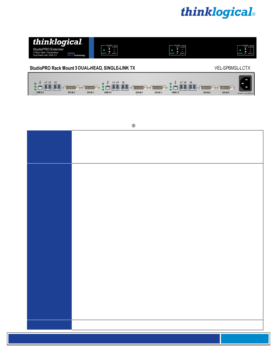 3 technical specifications | Thinklogical StudioPRO Extender Manual User Manual | Page 8 / 27