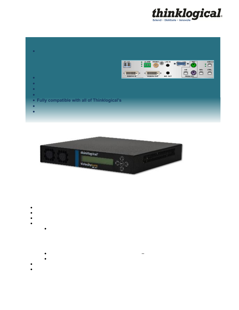 1 velocitykvm desktop module features, 2 contents | Thinklogical Velocitykvm Desktop Manual User Manual | Page 7 / 27