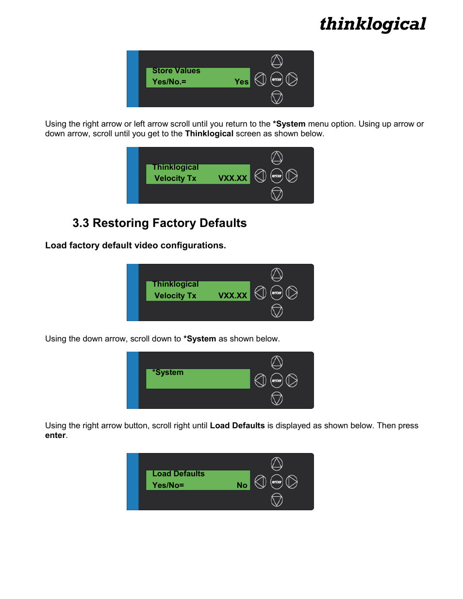 3 restoring factory defaults | Thinklogical Velocitykvm T-4200 Chassis Manual User Manual | Page 14 / 23