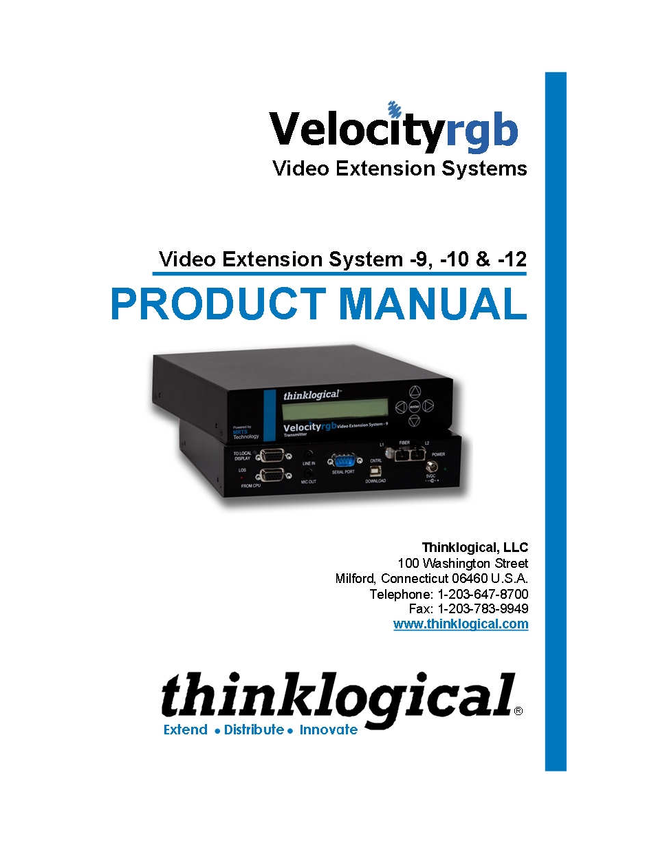 Thinklogical Velocityrgb System-9, 10 and 12 Manual User Manual | 37 pages
