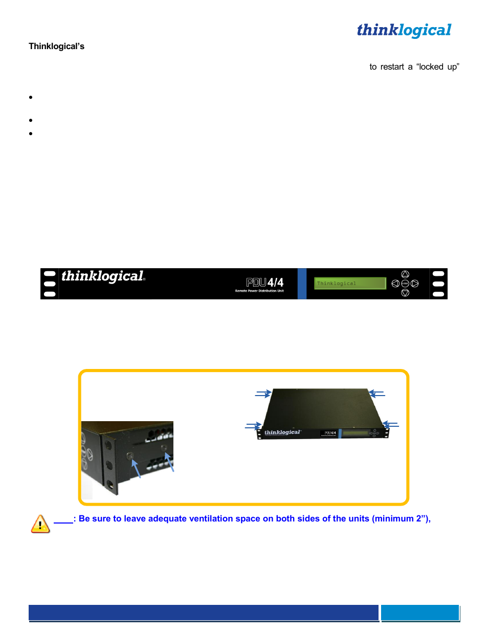 The pdu 4/4 remote ac power distribution unit, Mounting the pdu 4/4 | Thinklogical Remote Power Distribution Unit 4/4 Manual User Manual | Page 6 / 21