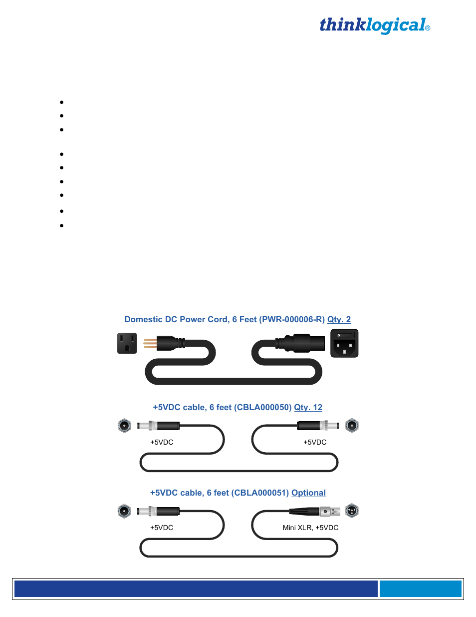 System features, General system features, Supplied cords and cables | Thinklogical Remote Power Distribution 12 Manual User Manual | Page 7 / 14