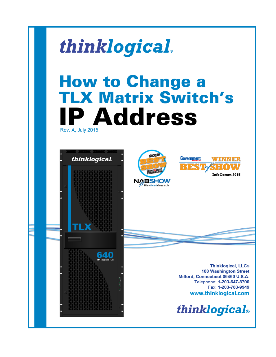 Thinklogical Change A TLX Matrix Switch's IP Address User Manual | 16 pages