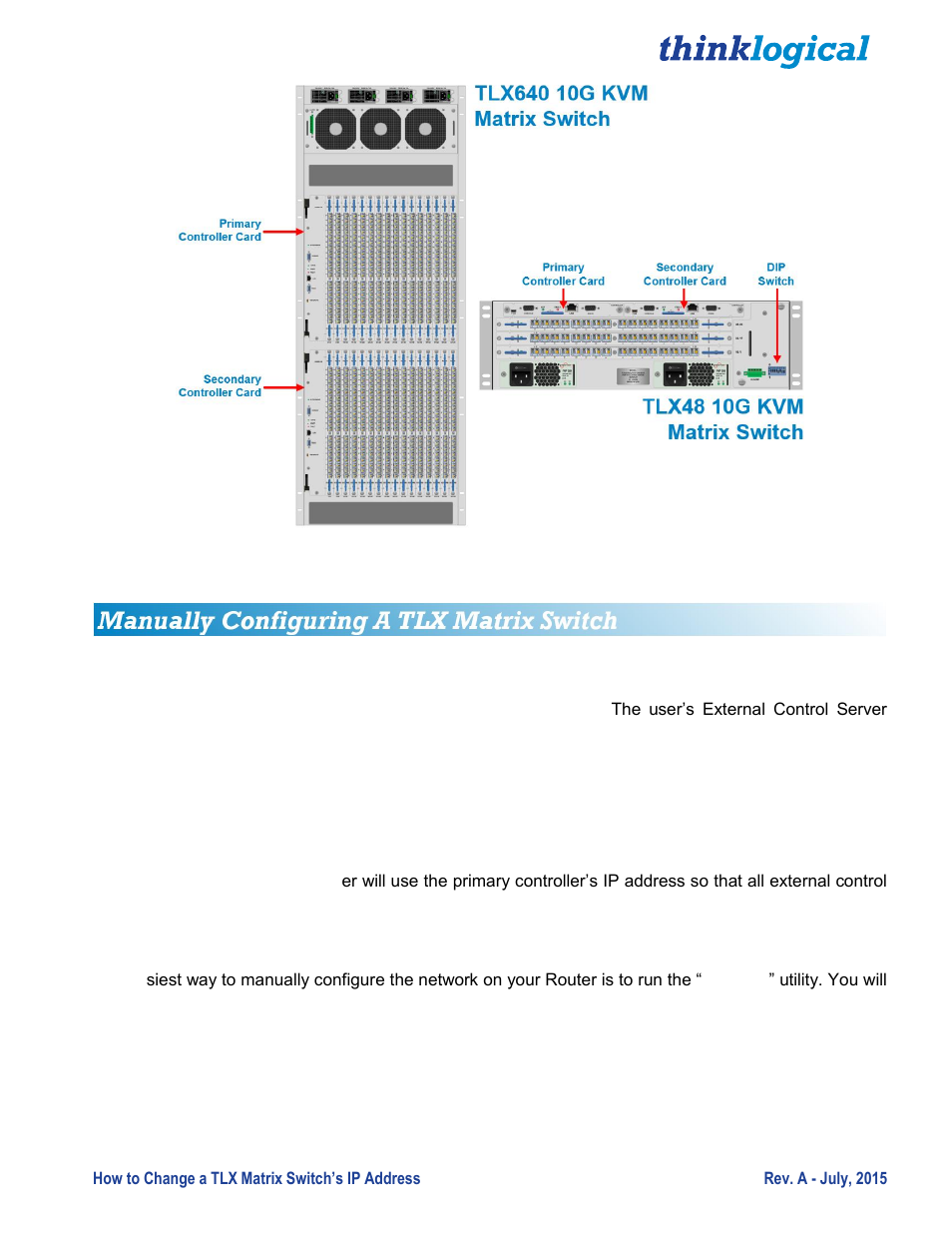 The default addresses, Configuring the network | Thinklogical Change A TLX Matrix Switch's IP Address User Manual | Page 6 / 16