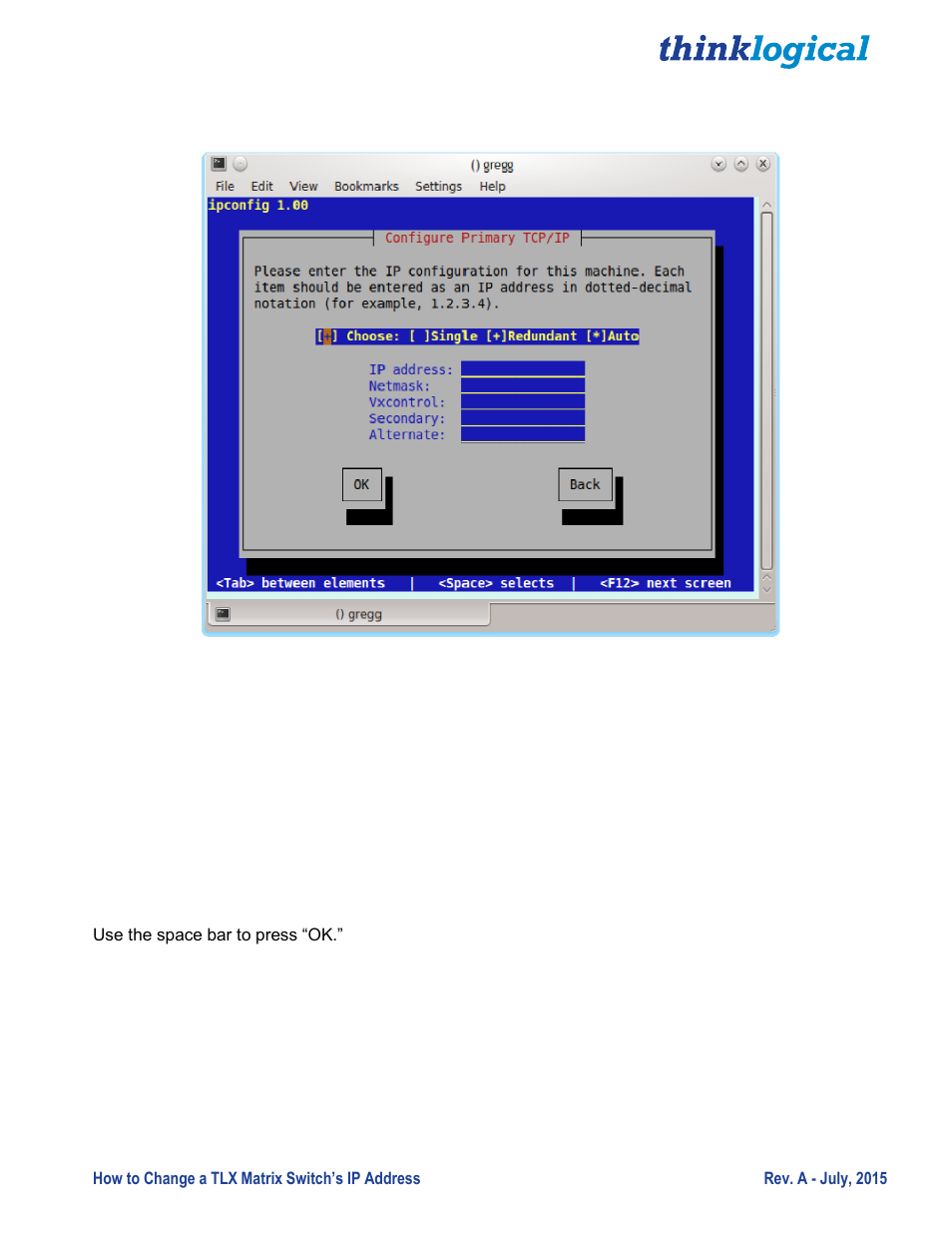 Thinklogical Change A TLX Matrix Switch's IP Address User Manual | Page 8 / 16