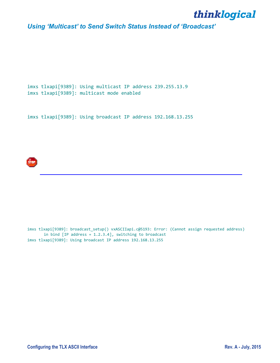 Thinklogical Configuring the TLX ASCII Interface User Manual | Page 13 / 18
