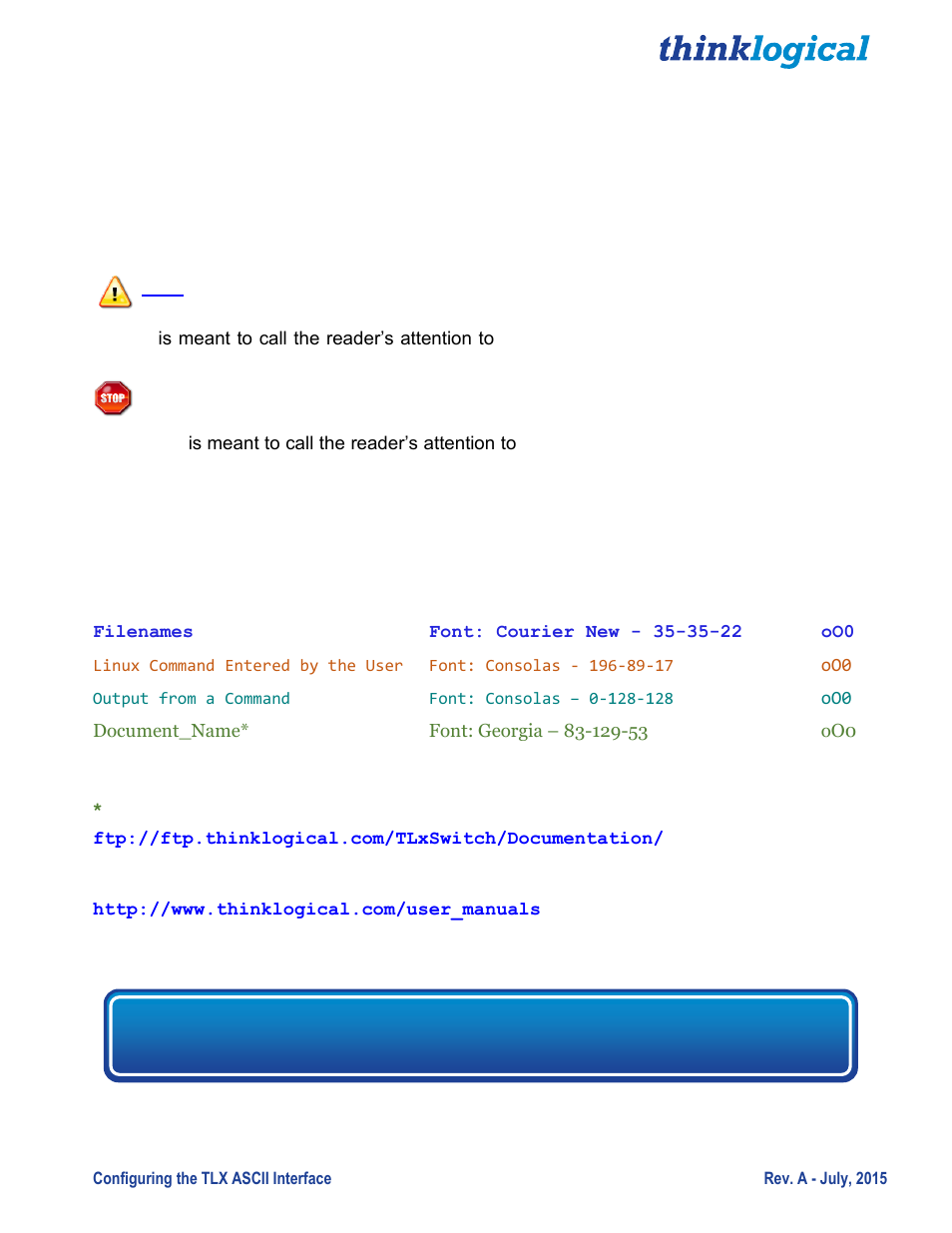 About this manual | Thinklogical Configuring the TLX ASCII Interface User Manual | Page 5 / 18