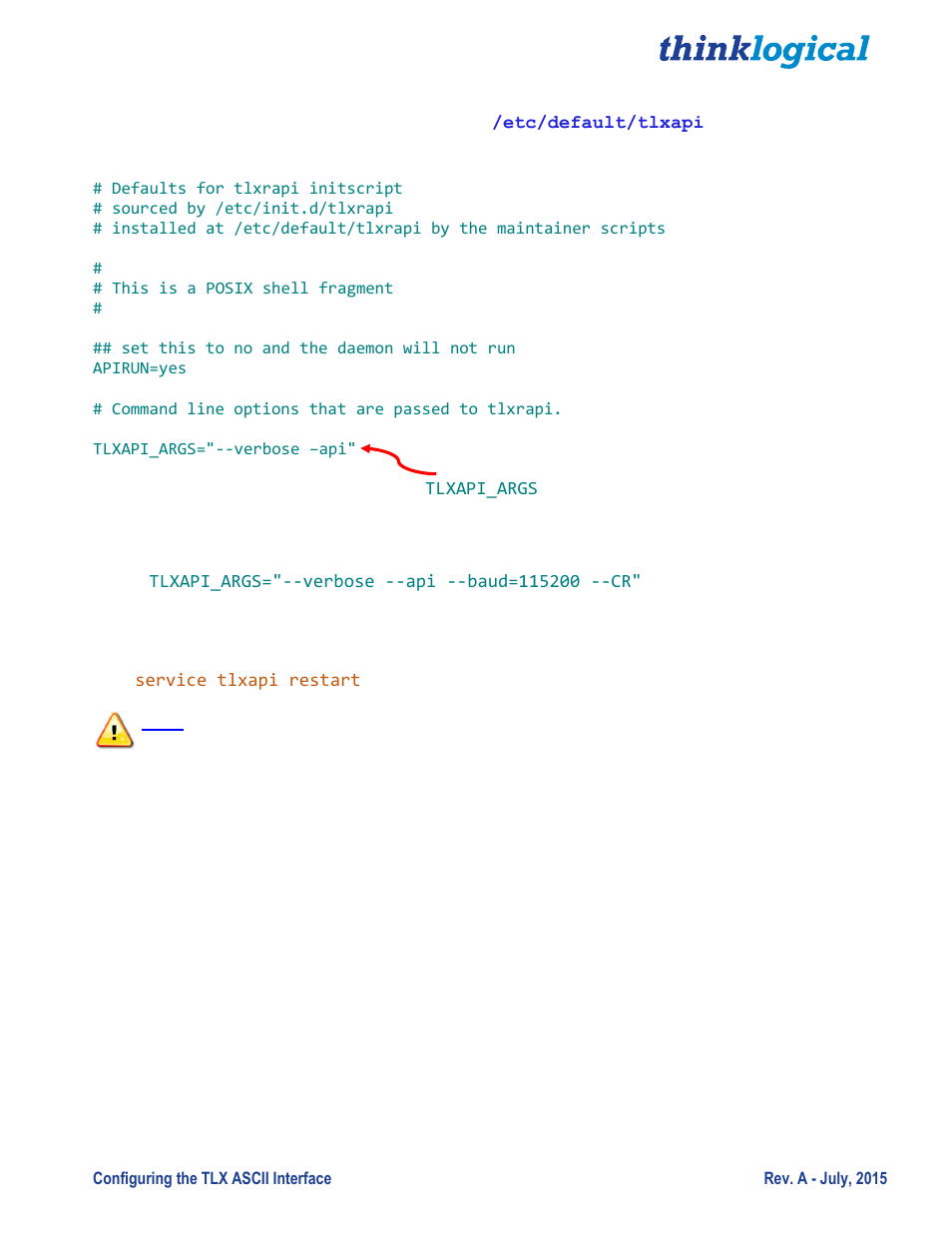 Changing the command line options | Thinklogical Configuring the TLX ASCII Interface User Manual | Page 8 / 18