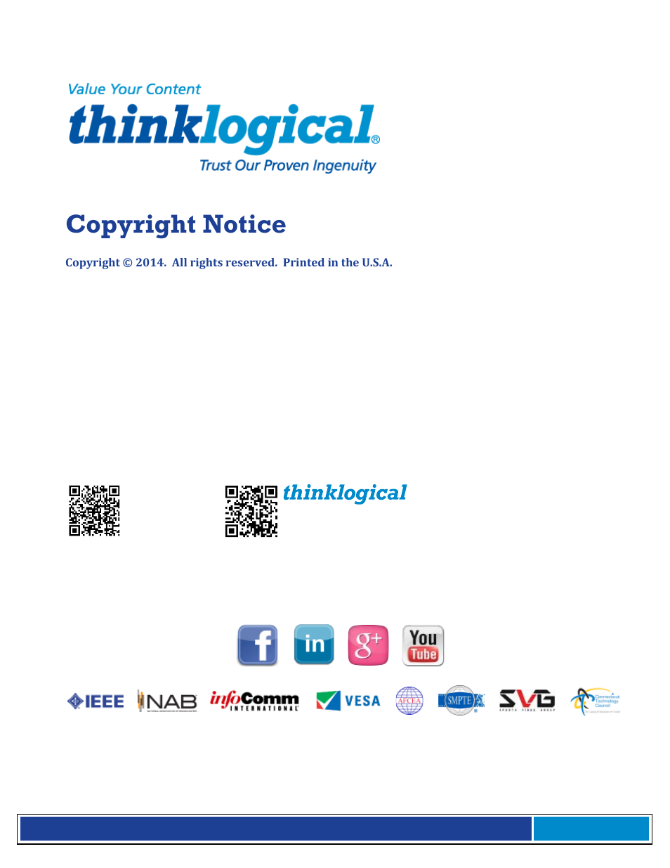 Copyright notice | Thinklogical MX48 Router Manual User Manual | Page 2 / 54