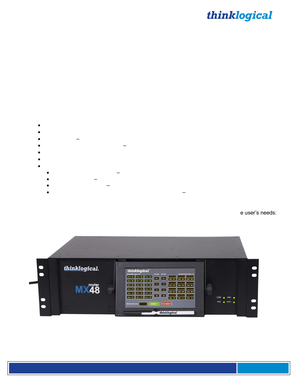 1 introduction, 1 product overview, 2 contents | Thinklogical MX48 Router Manual User Manual | Page 7 / 54