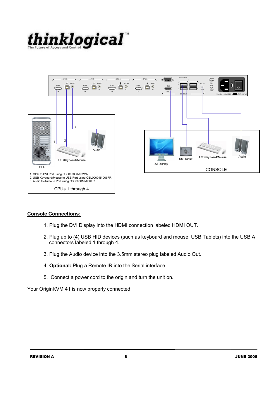 Console cpus 1 through 4 | Thinklogical OriginKVM 41 Manual User Manual | Page 12 / 18