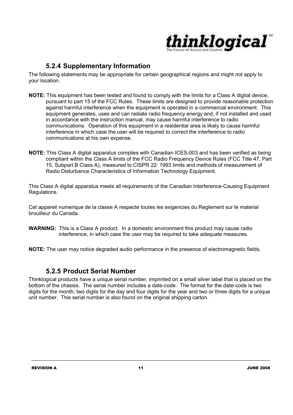 4 supplementary information, 5 product serial number | Thinklogical OriginKVM 41 Manual User Manual | Page 15 / 18