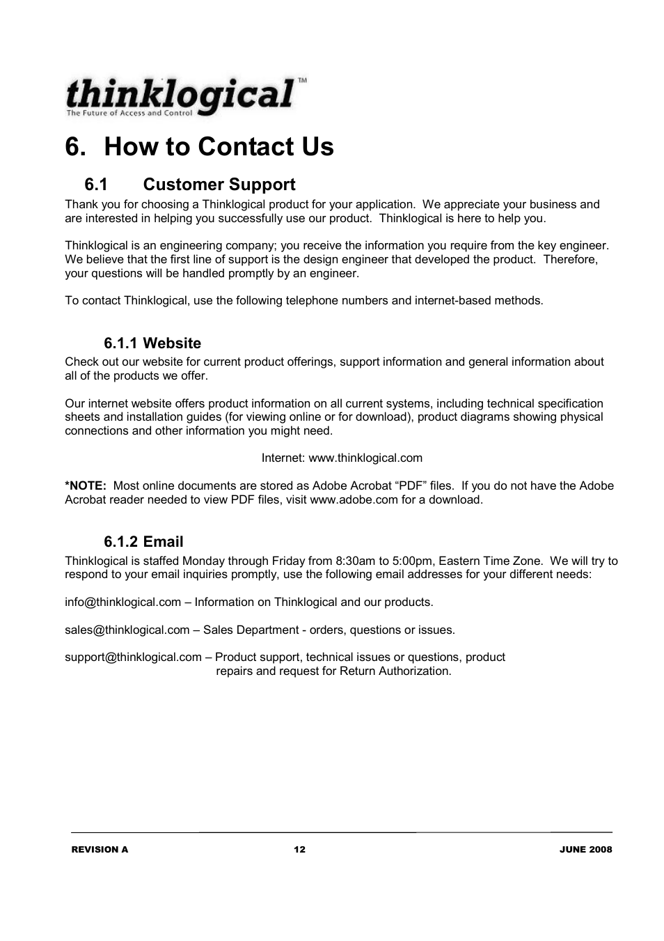 How to contact us, 1 customer support | Thinklogical OriginKVM 41 Manual User Manual | Page 16 / 18