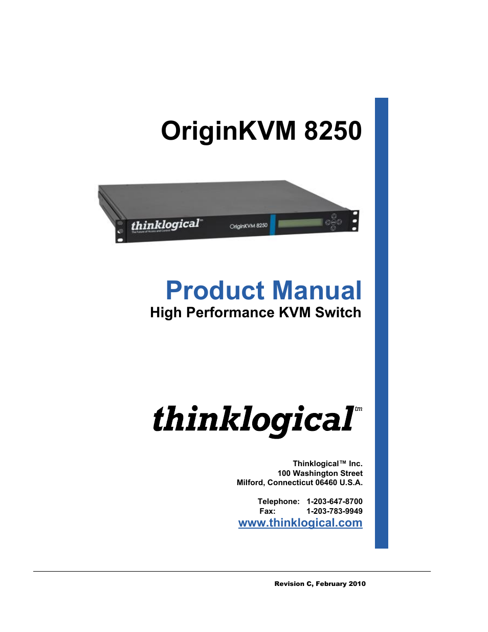 Thinklogical OriginKVM 8250 Manual User Manual | 21 pages