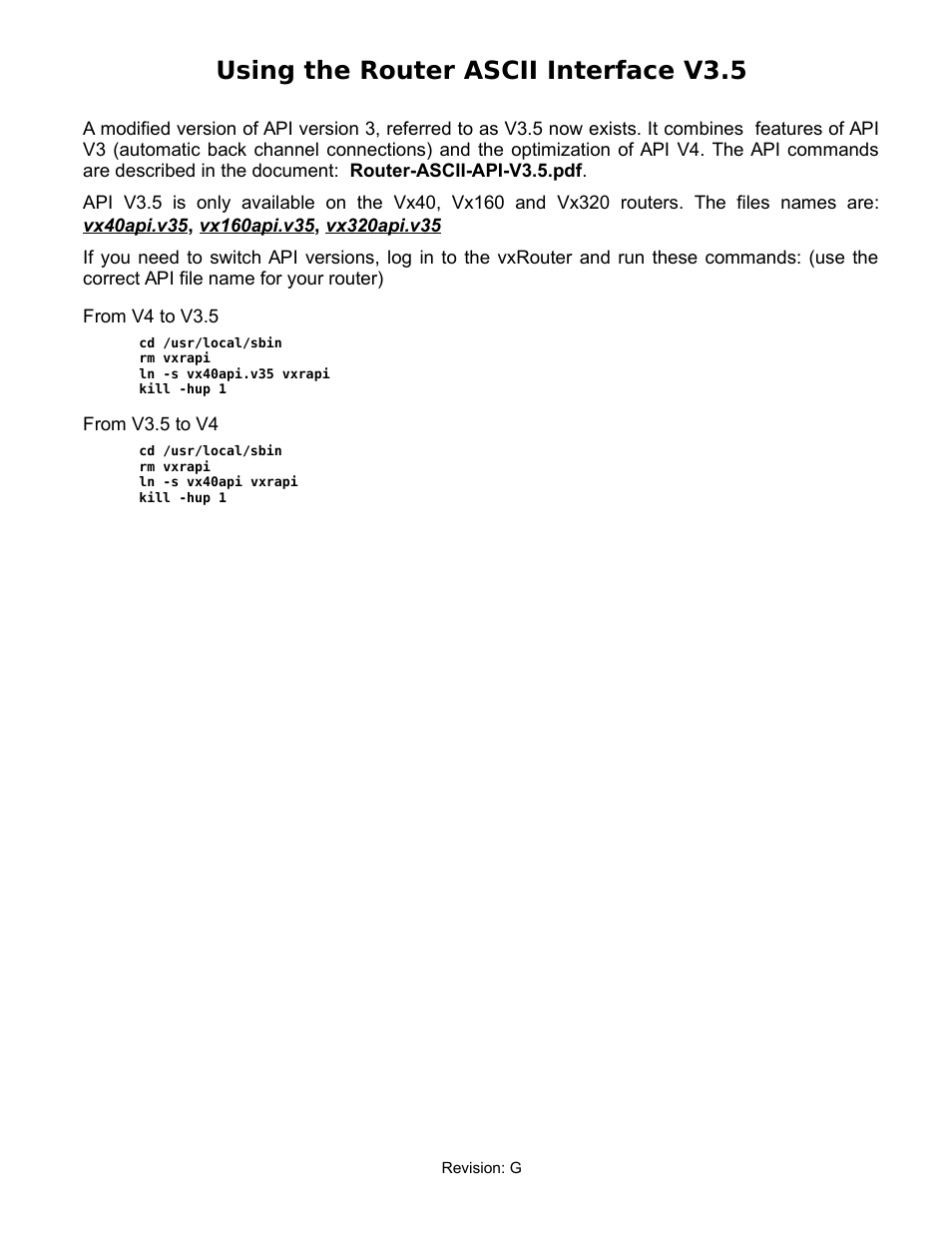 Using the router ascii interface v3.5 | Thinklogical Router - Configuring the ASCII Interface User Manual | Page 7 / 9