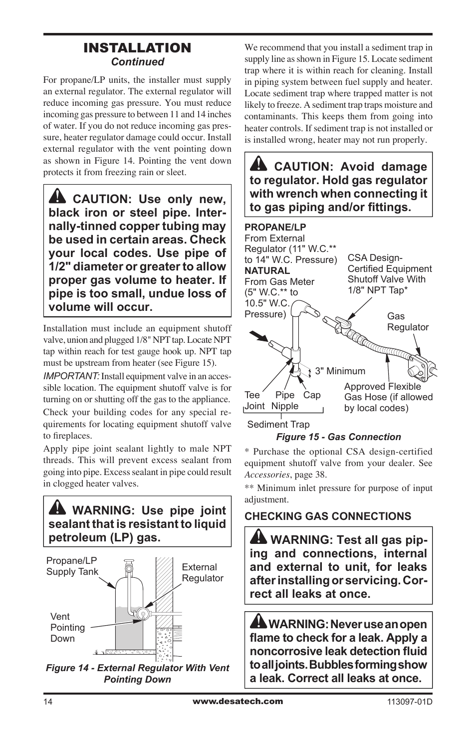 Installation | Desa Tech CCL3018PTA/NTA User Manual | Page 14 / 40