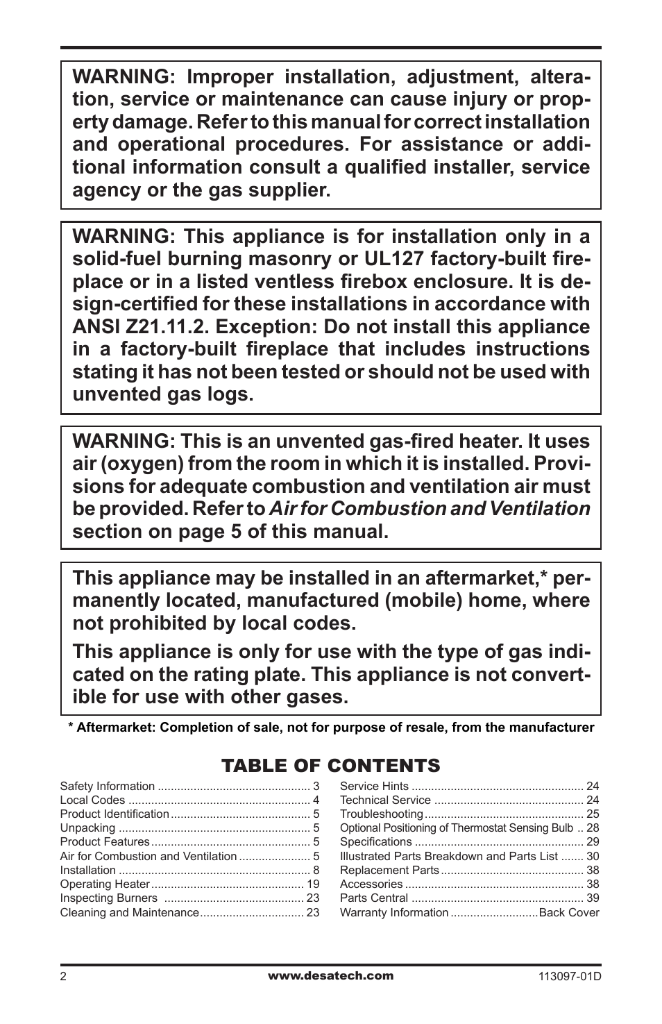 Desa Tech CCL3018PTA/NTA User Manual | Page 2 / 40