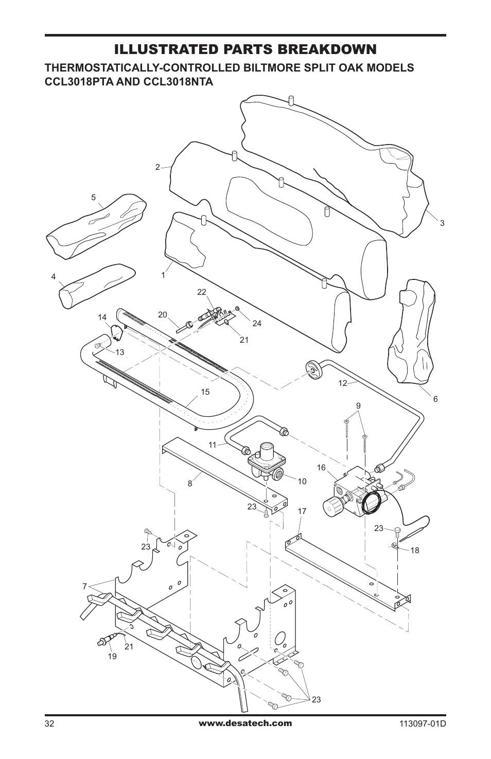 Illustrated parts breakdown | Desa Tech CCL3018PTA/NTA User Manual | Page 32 / 40