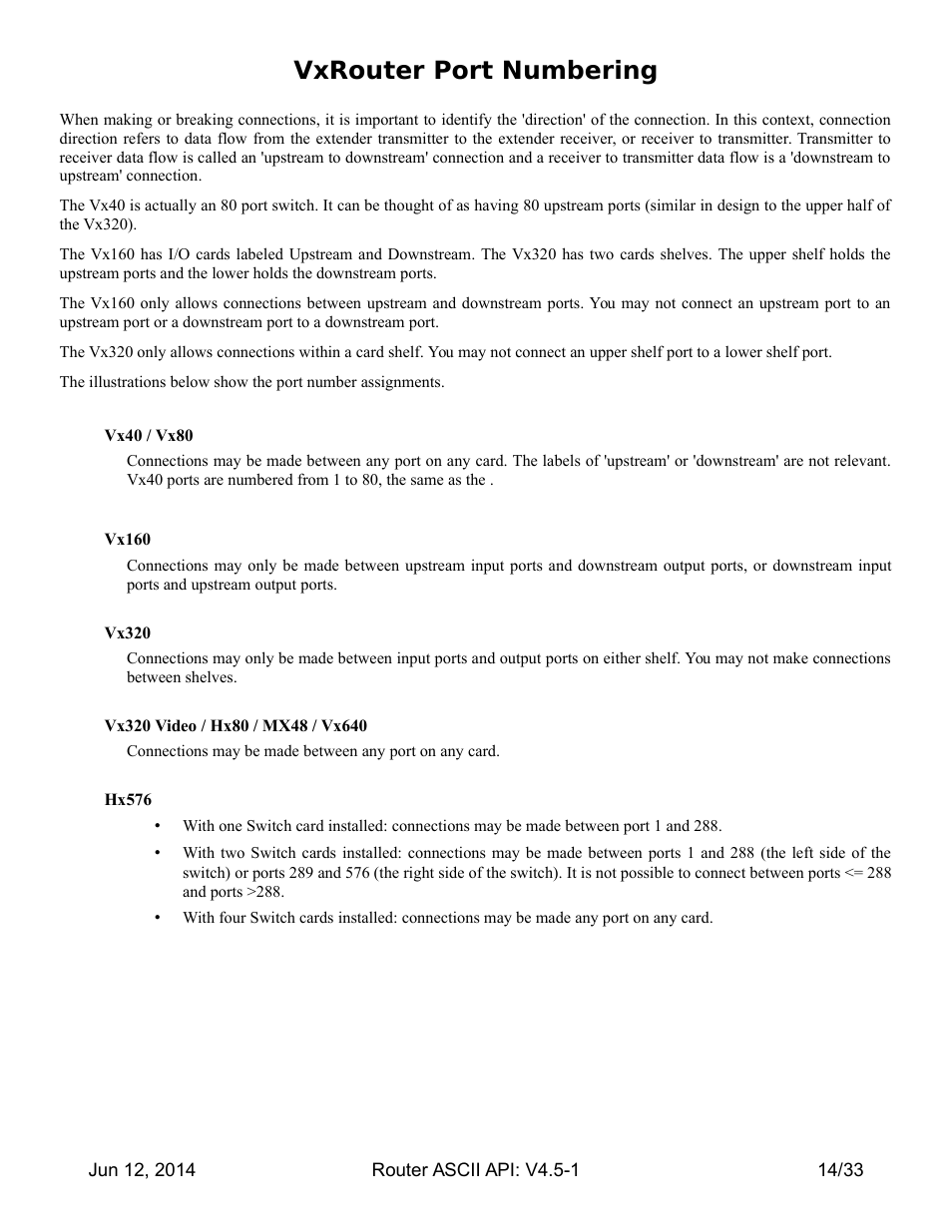 Vxrouter port numbering | Thinklogical Router - ASCII-API User Manual | Page 15 / 34