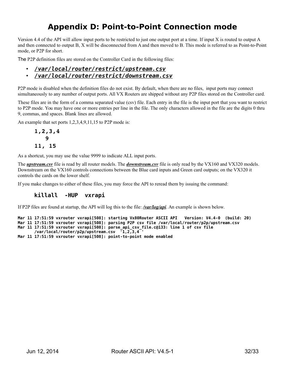 Appendix d: point-to-point connection mode | Thinklogical Router - ASCII-API User Manual | Page 33 / 34