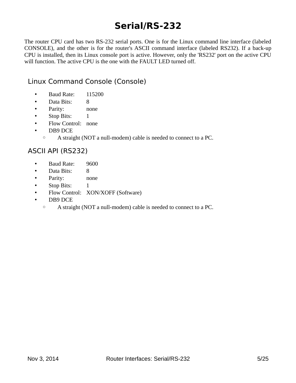 Serial/rs-232, Linux command console (console), Ascii api (rs232) | Thinklogical Router Interfaces User Manual | Page 5 / 25