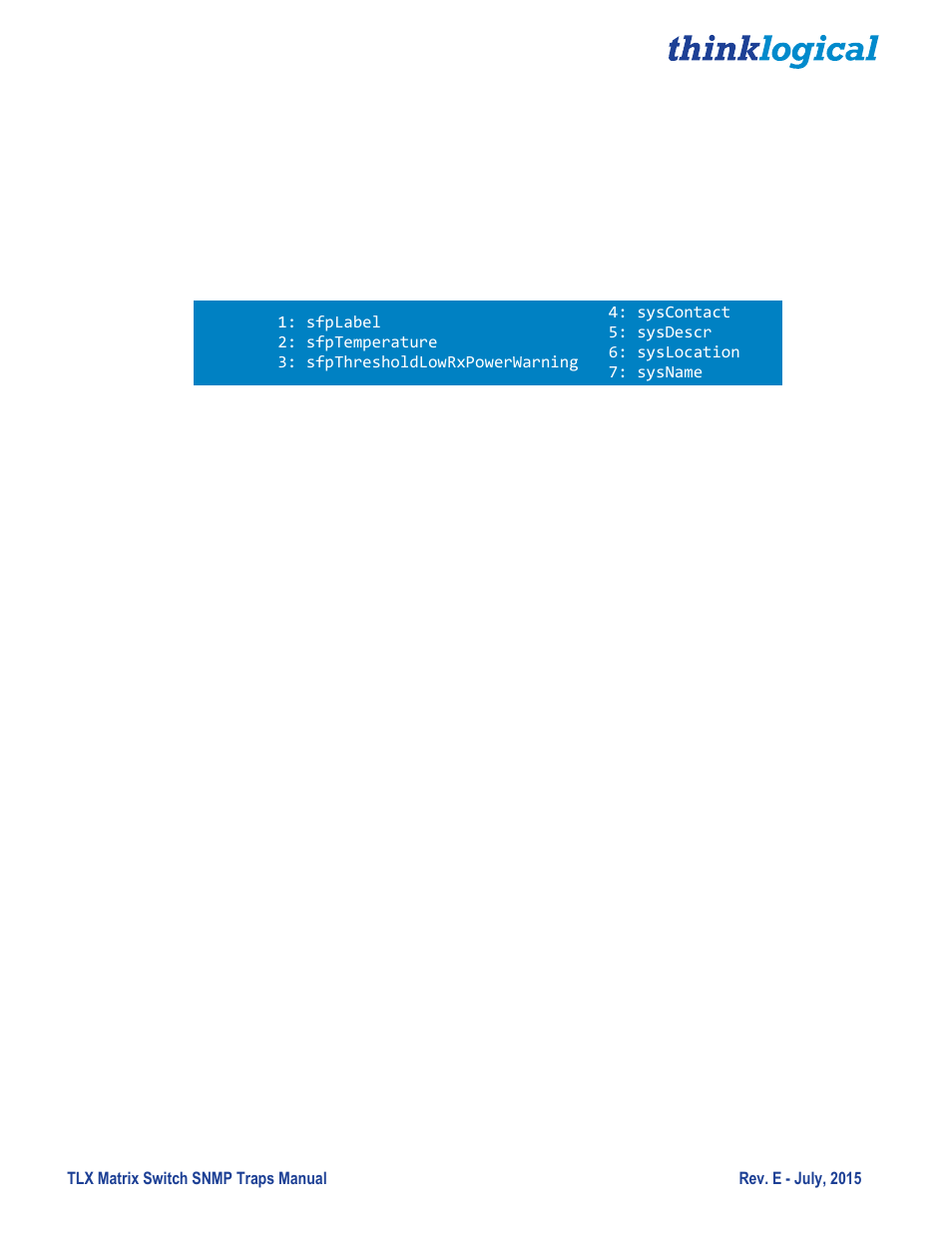 Thinklogical TLX Matrix Switch SNMP Traps User Manual | Page 14 / 27