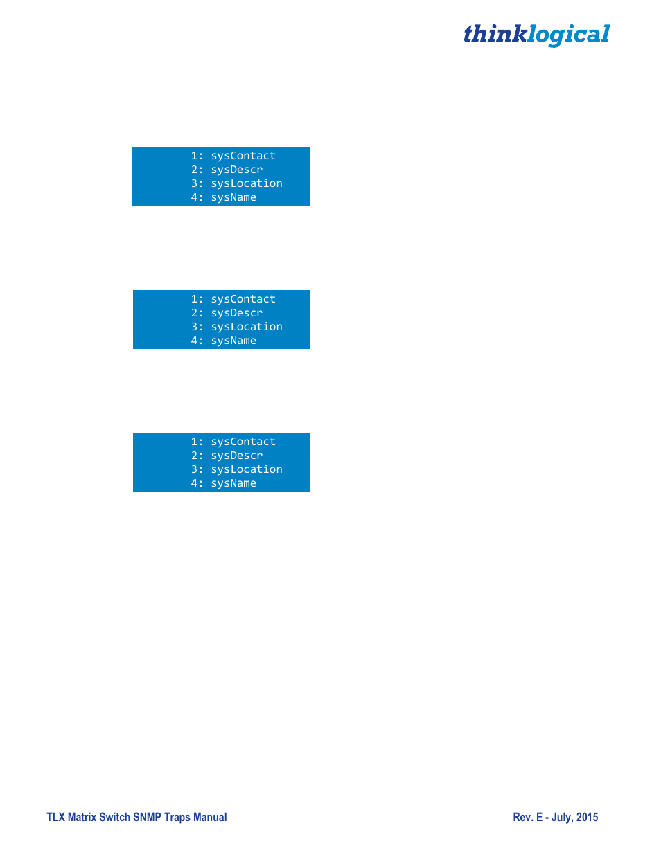 Thinklogical TLX Matrix Switch SNMP Traps User Manual | Page 18 / 27