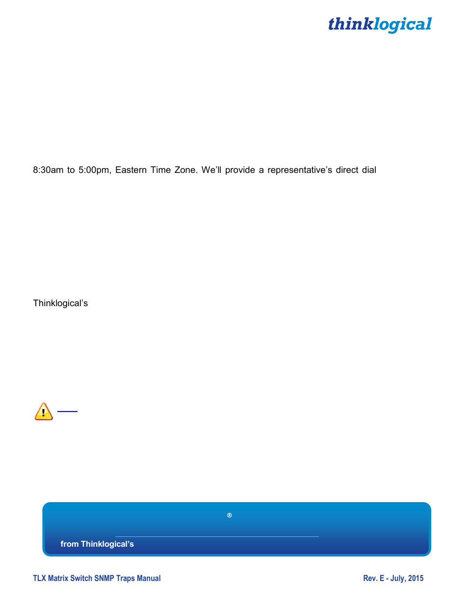 Product support | Thinklogical TLX Matrix Switch SNMP Traps User Manual | Page 26 / 27