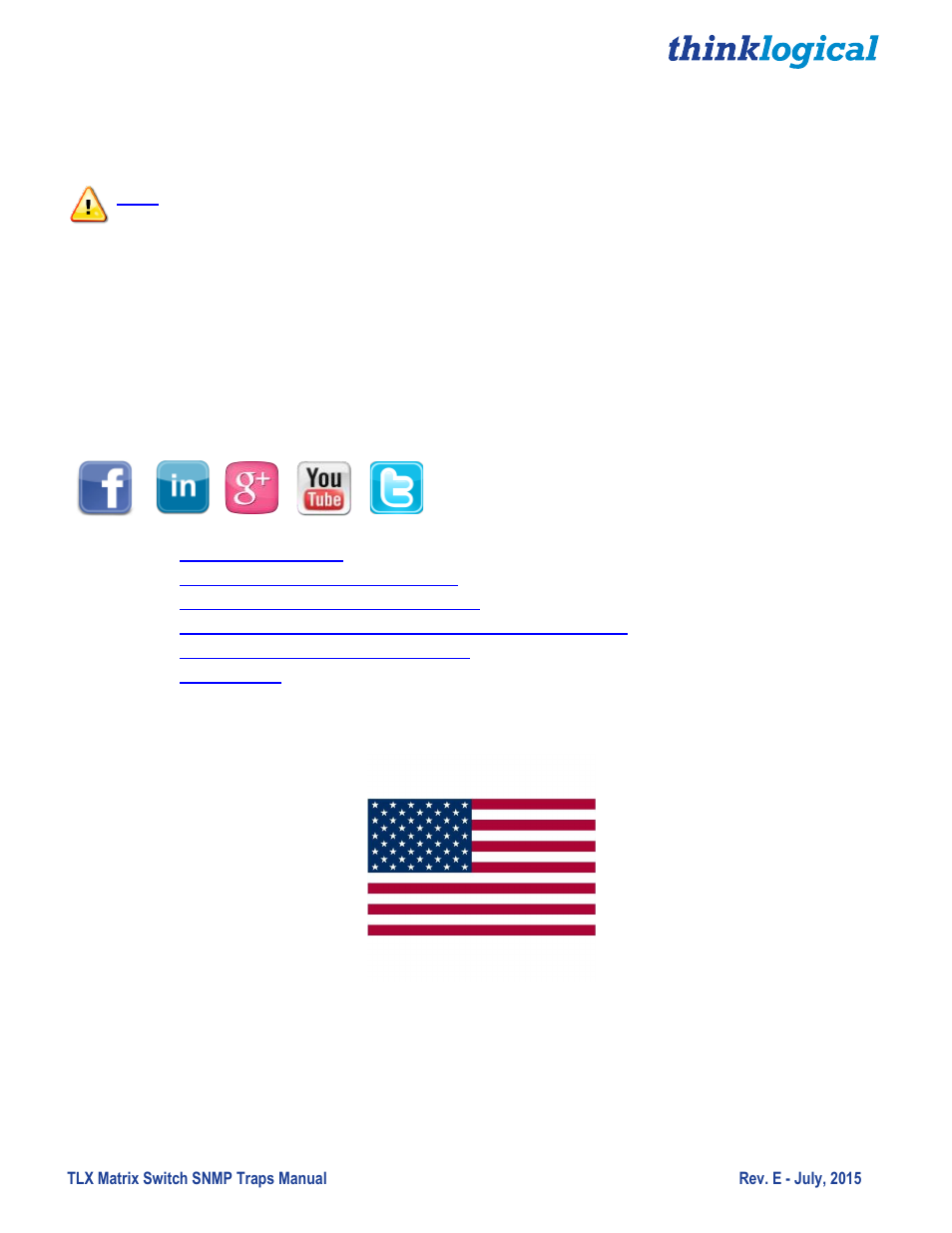 Made in usa | Thinklogical TLX Matrix Switch SNMP Traps User Manual | Page 27 / 27