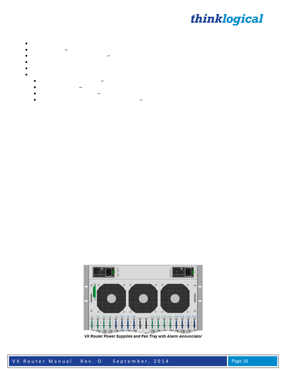 Vx router modules, Power supplies, Fan tray and alarms | Thinklogical VX Routers Manual User Manual | Page 17 / 72