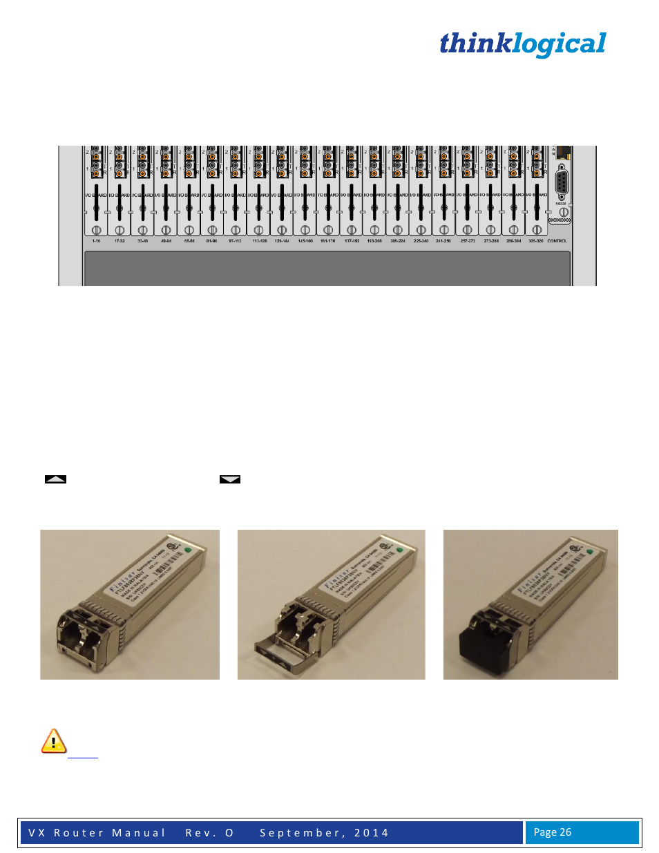 Fiber optic cable, Pluggable sfp+ optical modules | Thinklogical VX Routers Manual User Manual | Page 27 / 72