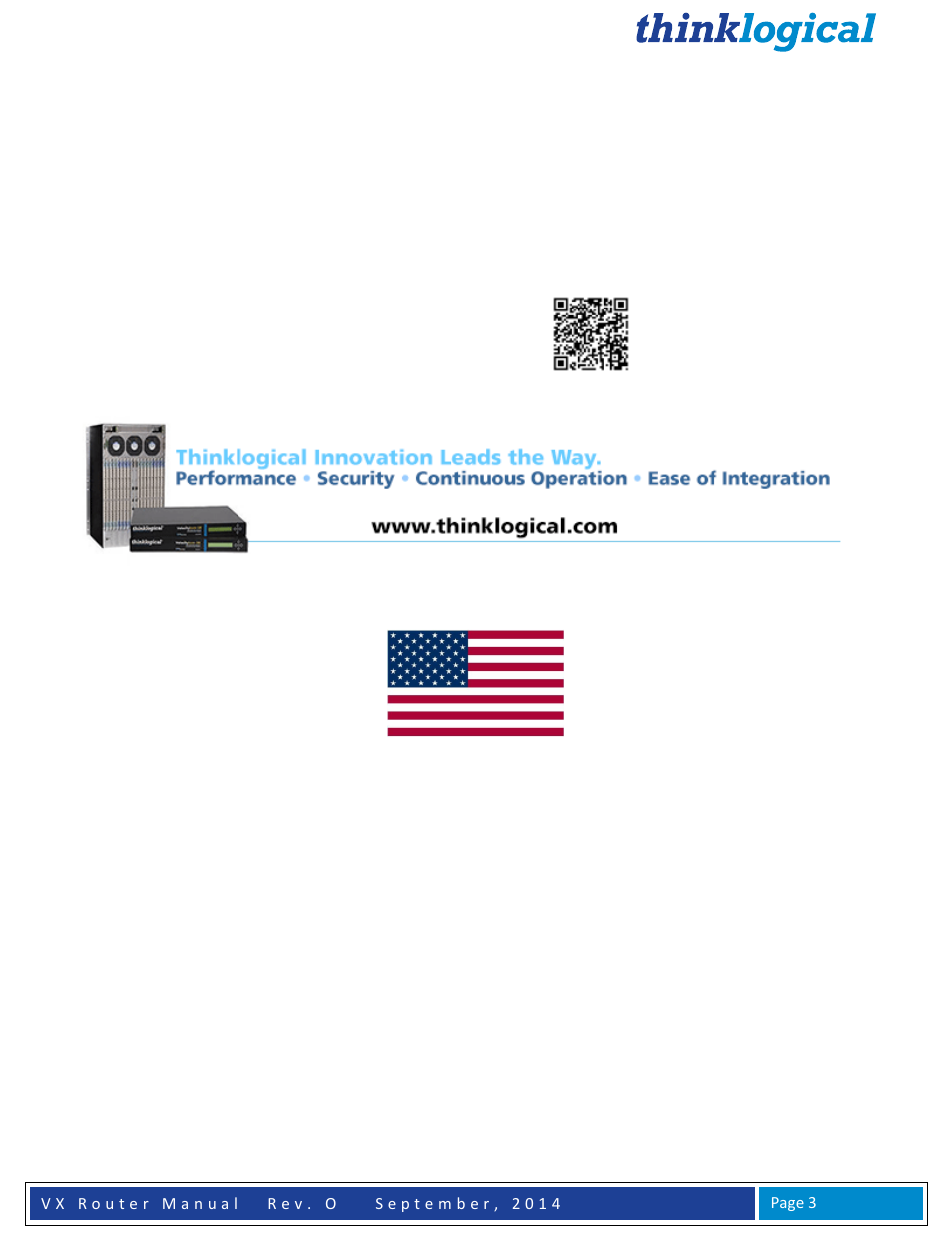 Preface, Made in usa | Thinklogical VX Routers Manual User Manual | Page 4 / 72